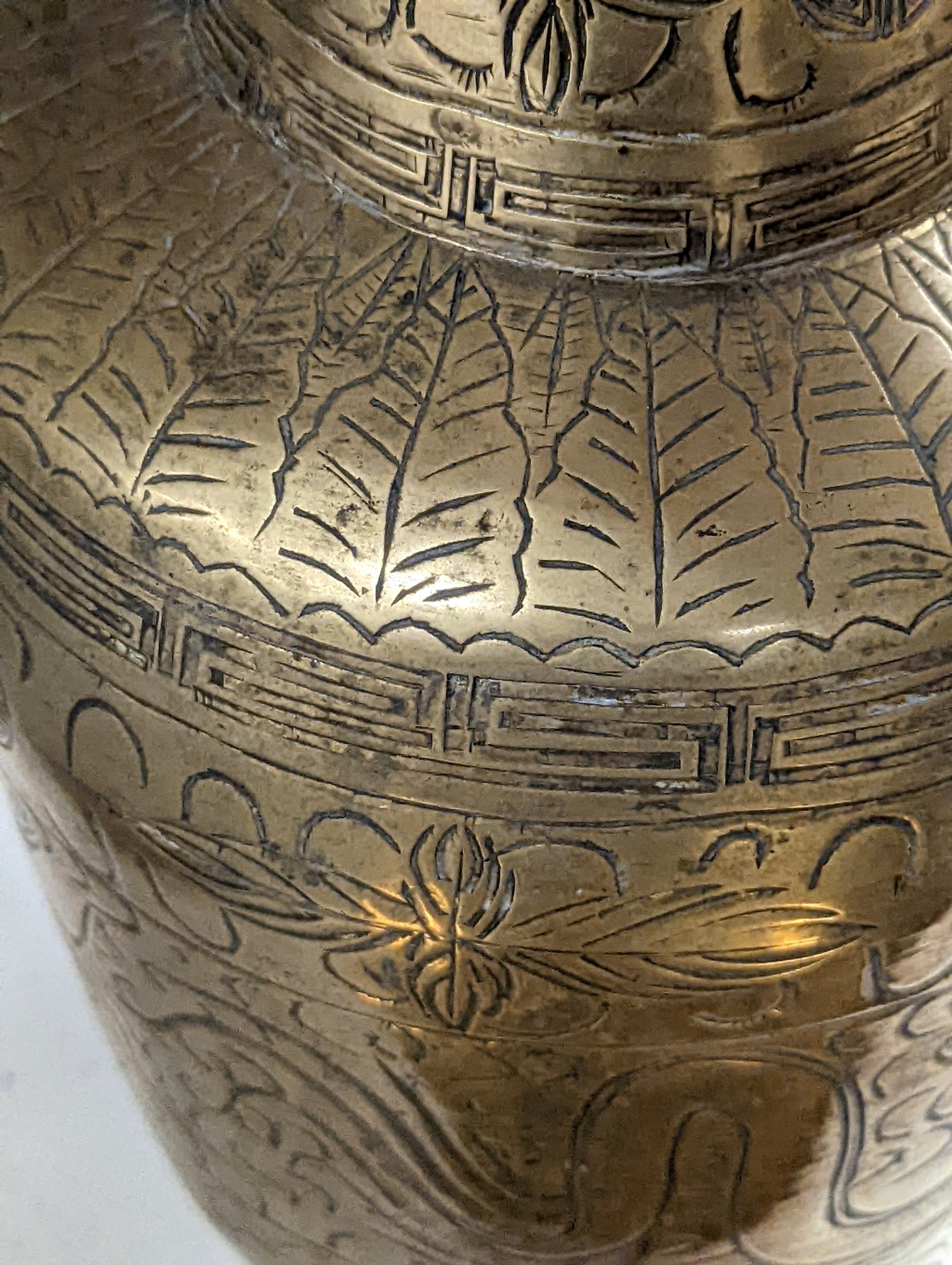 Two early 20th century Chinese bronze vases and a similar tray, 35cm diam.